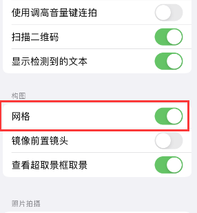 西秀苹果手机维修网点分享iPhone如何开启九宫格构图功能